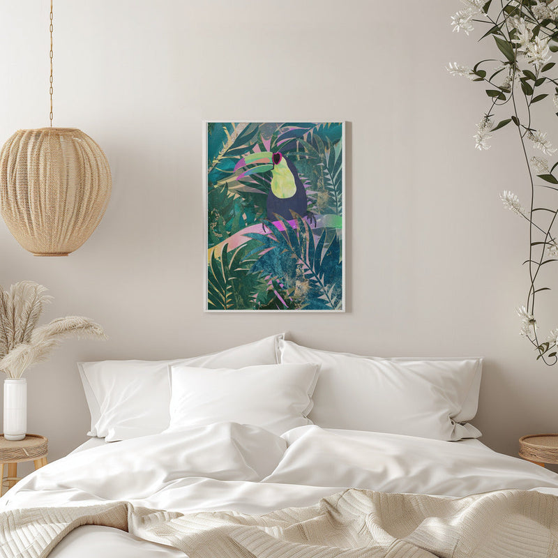 Jungle Rainbow Toucan - Stretched Canvas, Poster or Fine Art Print I Heart Wall Art