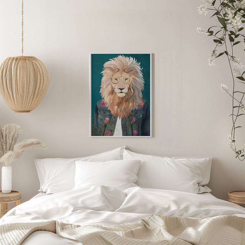 Golden fashion lion 2 - Stretched Canvas, Poster or Fine Art Print I Heart Wall Art