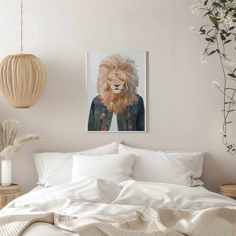 Golden fashion lion 3 - Stretched Canvas, Poster or Fine Art Print I Heart Wall Art