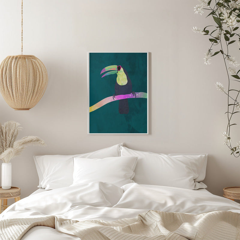 Rainbow toucan - Stretched Canvas, Poster or Fine Art Print I Heart Wall Art