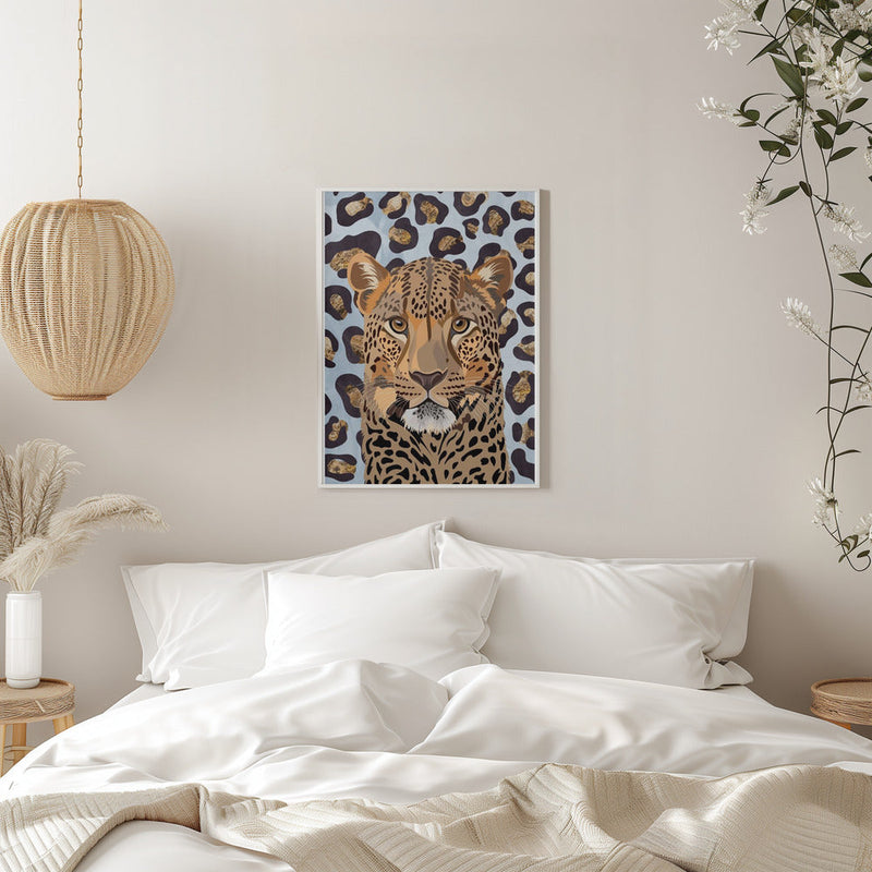Leopard Print Leopard Blue - Stretched Canvas, Poster or Fine Art Print I Heart Wall Art