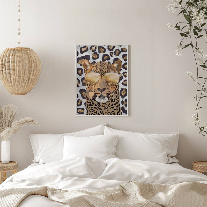 Leopard Print Leopard Grey - Stretched Canvas, Poster or Fine Art Print I Heart Wall Art