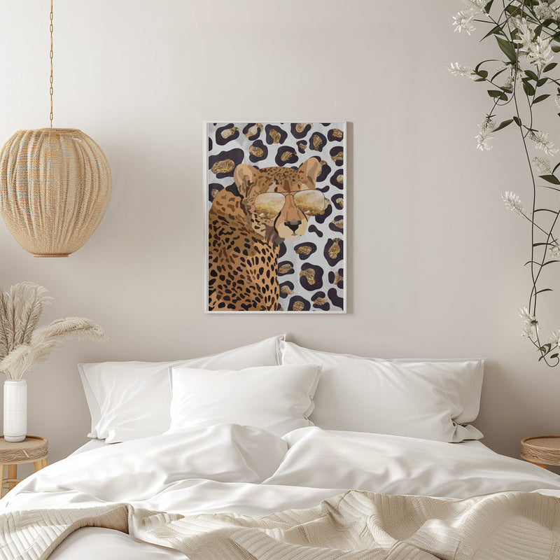 Leopard Print Cheetah Grey - Stretched Canvas, Poster or Fine Art Print I Heart Wall Art
