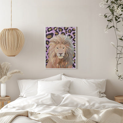 Leopard Print Lion Pink - Stretched Canvas, Poster or Fine Art Print I Heart Wall Art