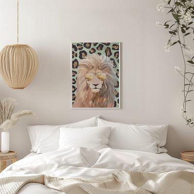 Leopard Print Lion Green - Stretched Canvas, Poster or Fine Art Print I Heart Wall Art