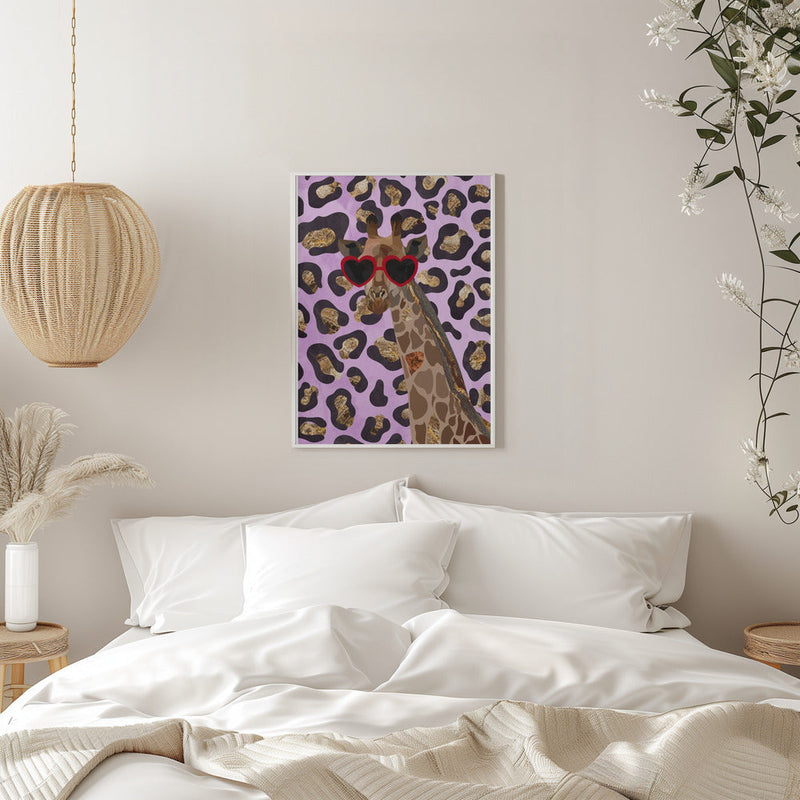 Leopard Print Giraffe Pink - Stretched Canvas, Poster or Fine Art Print I Heart Wall Art