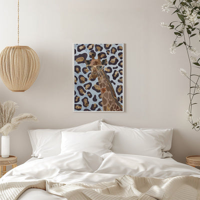Leopard Print Giraffe Blue - Stretched Canvas, Poster or Fine Art Print I Heart Wall Art