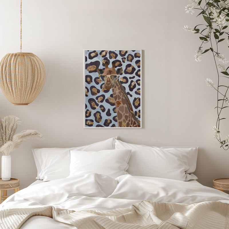Leopard Print Giraffe Blue - Stretched Canvas, Poster or Fine Art Print I Heart Wall Art