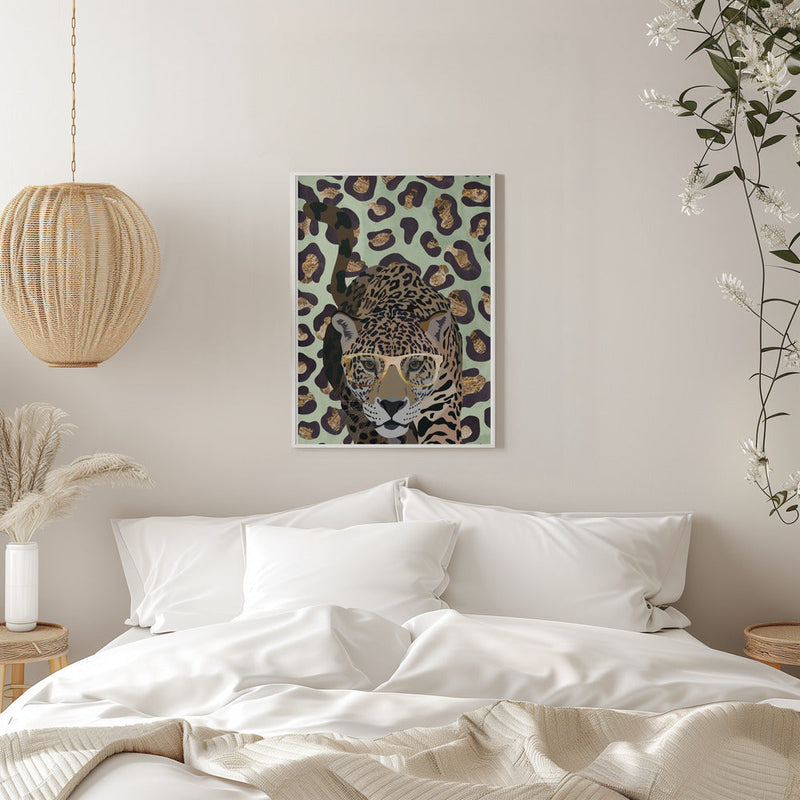 Leopard Print Jag Green - Stretched Canvas, Poster or Fine Art Print I Heart Wall Art