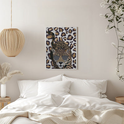 Leopard Print Jaguar Grey - Stretched Canvas, Poster or Fine Art Print I Heart Wall Art