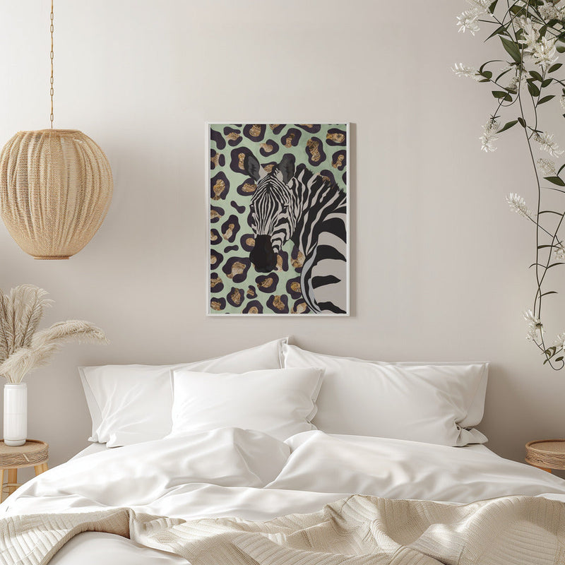Leopard Print Zebra Green - Stretched Canvas, Poster or Fine Art Print I Heart Wall Art