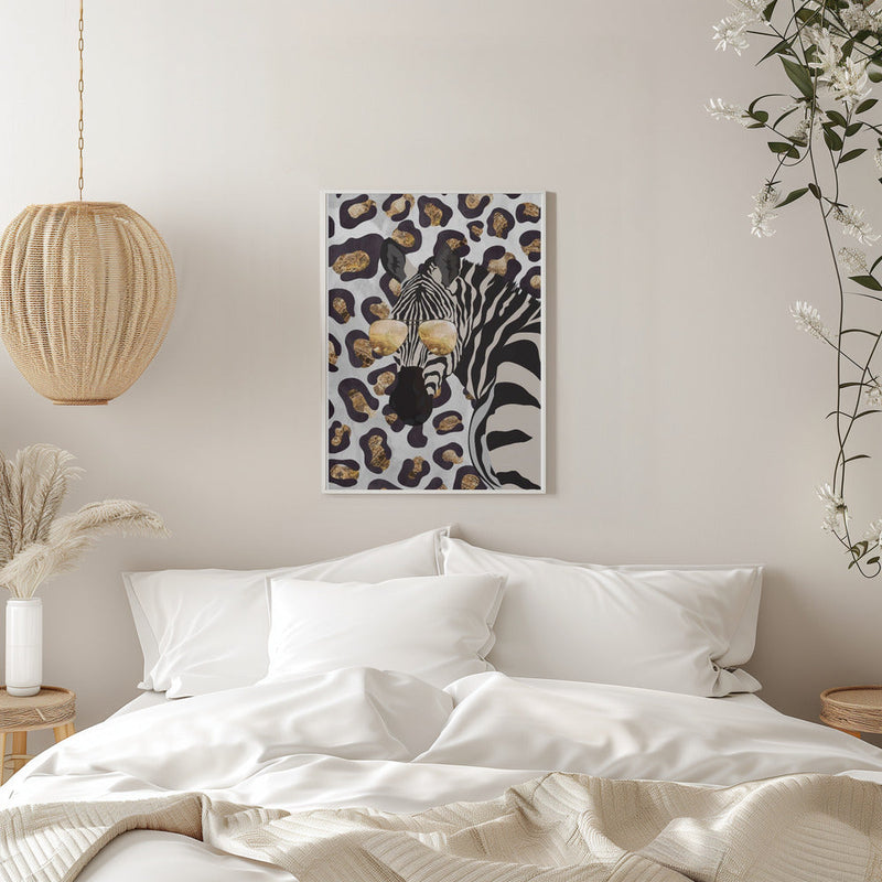 Leopard Print Zebra Grey - Stretched Canvas, Poster or Fine Art Print I Heart Wall Art