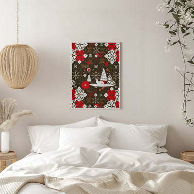 Snowy Festivities Pattern - Stretched Canvas, Poster or Fine Art Print I Heart Wall Art