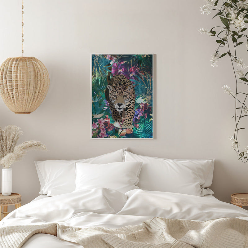 Tropical Jungle Jaguar - Stretched Canvas, Poster or Fine Art Print I Heart Wall Art