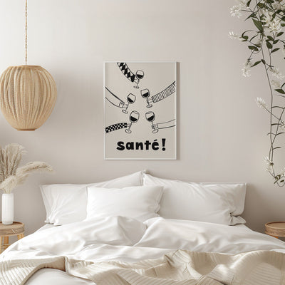 Santé Wine Party with Friends - Stretched Canvas, Poster or Fine Art Print I Heart Wall Art