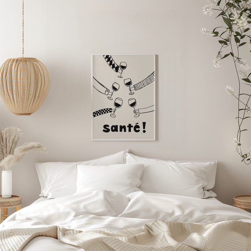 Santé Wine Party with Friends - Stretched Canvas, Poster or Fine Art Print I Heart Wall Art