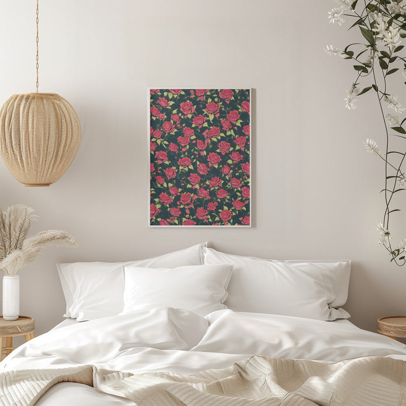 Romantic Rose Garden - Stretched Canvas, Poster or Fine Art Print I Heart Wall Art
