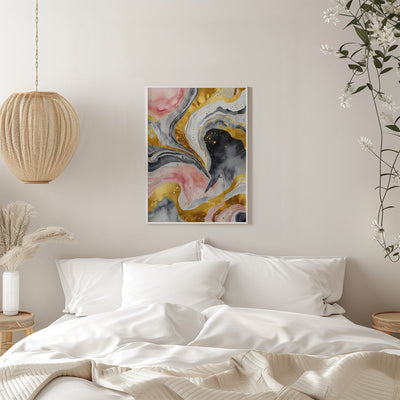 Golden Marble Whirls - Stretched Canvas, Poster or Fine Art Print I Heart Wall Art