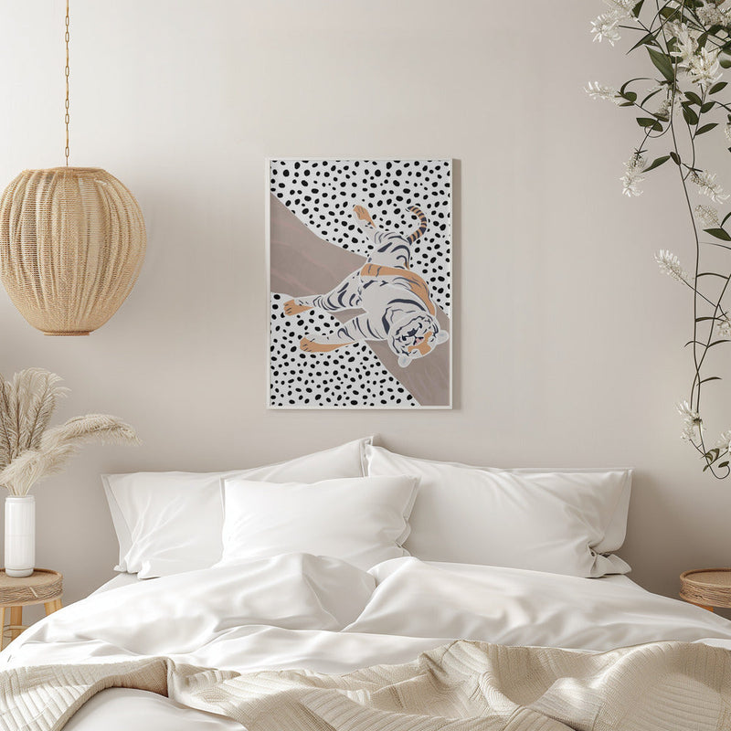 Tiger Sleeping polkadots - Stretched Canvas, Poster or Fine Art Print I Heart Wall Art