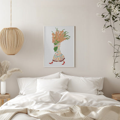 Boho Floral Dress white - Stretched Canvas, Poster or Fine Art Print I Heart Wall Art