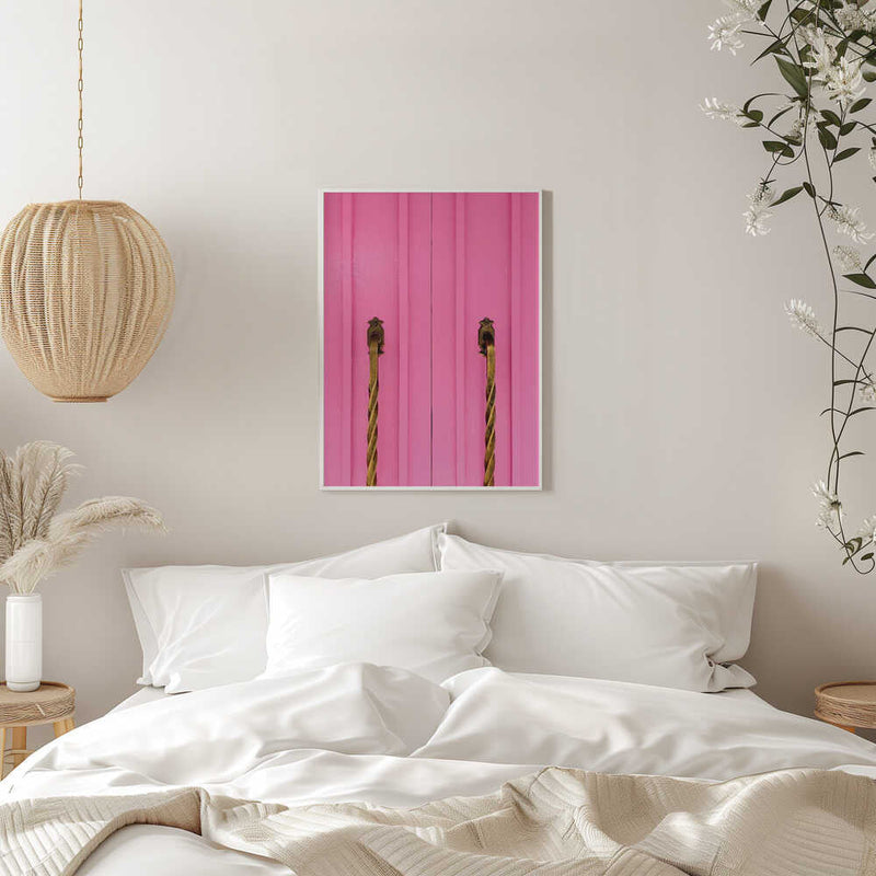 Modern Pink Doors with Brass Handles - Stretched Canvas, Poster or Fine Art Print I Heart Wall Art