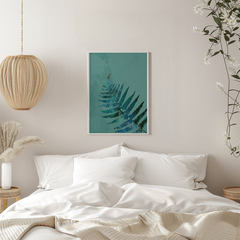 Teal Fern - Stretched Canvas, Poster or Fine Art Print I Heart Wall Art