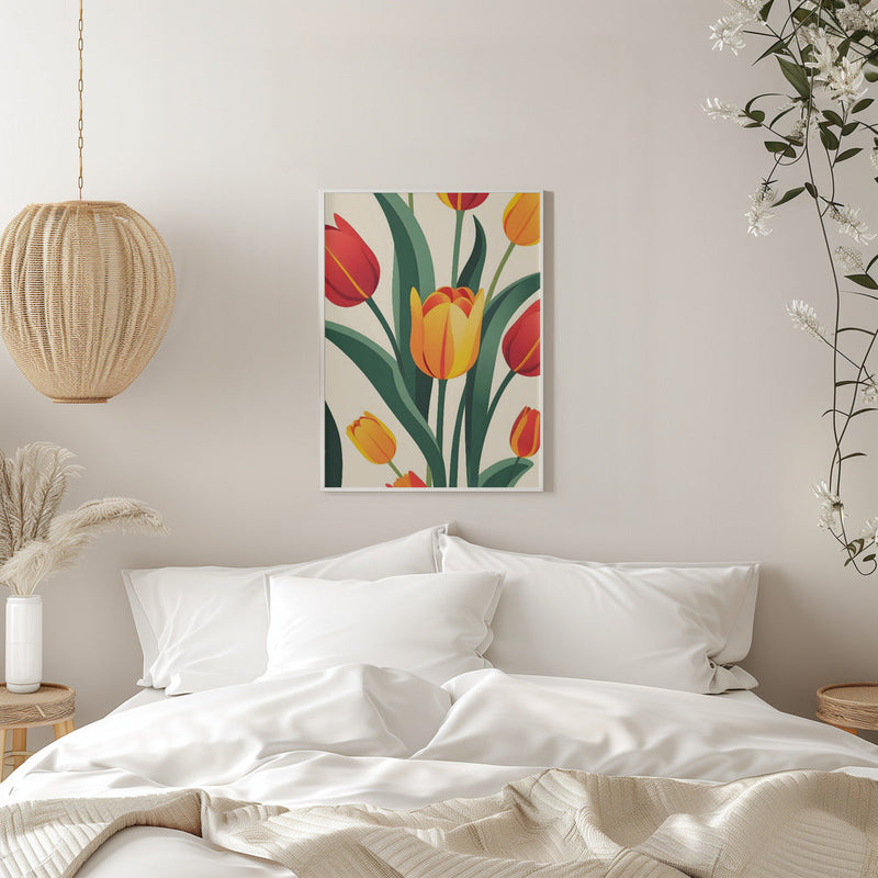 Bold Tulip Illustration - Stretched Canvas, Poster or Fine Art Print I Heart Wall Art