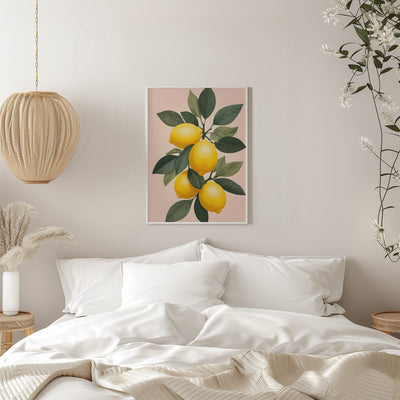 Golden Lemons On Green - Stretched Canvas, Poster or Fine Art Print I Heart Wall Art