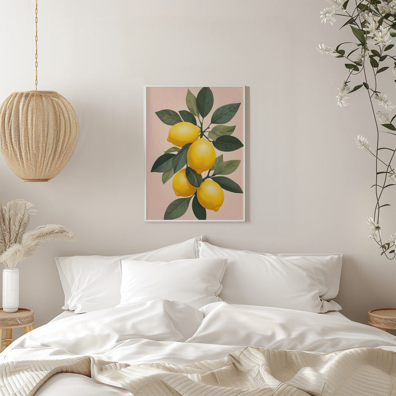Golden Lemons On Green - Stretched Canvas, Poster or Fine Art Print I Heart Wall Art