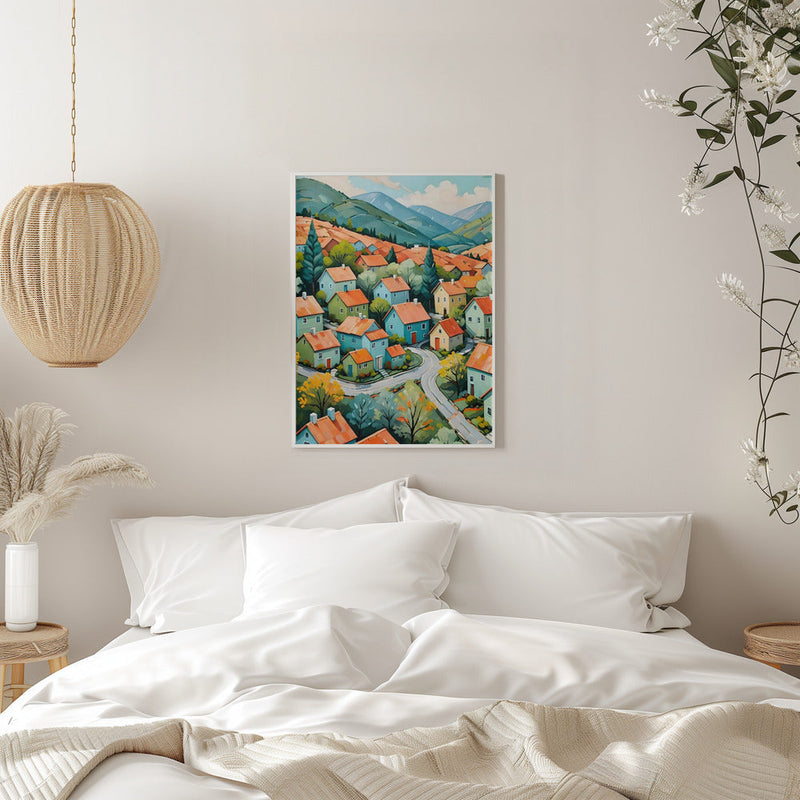 Pastel Village Dream - Stretched Canvas, Poster or Fine Art Print I Heart Wall Art