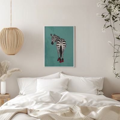 Zebra in heels teal - Stretched Canvas, Poster or Fine Art Print I Heart Wall Art