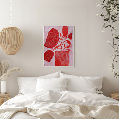 Red Floral Vase - Stretched Canvas, Poster or Fine Art Print I Heart Wall Art