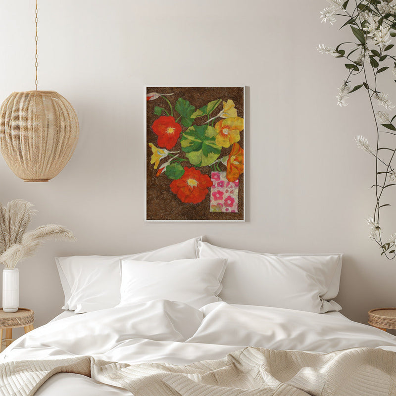 Colorful Nasturtium Flowers - Stretched Canvas, Poster or Fine Art Print I Heart Wall Art