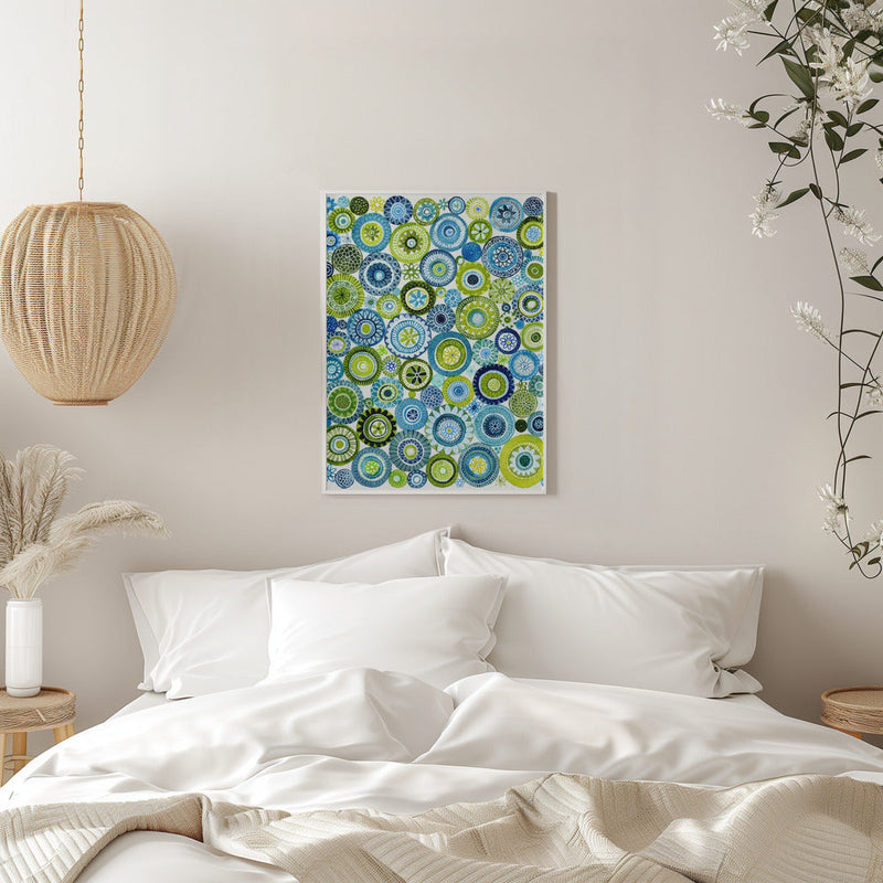 Frolic Floral Circles Pattern - Stretched Canvas, Poster or Fine Art Print I Heart Wall Art