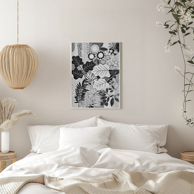Modern Botanical Black &amp; White - Stretched Canvas, Poster or Fine Art Print I Heart Wall Art