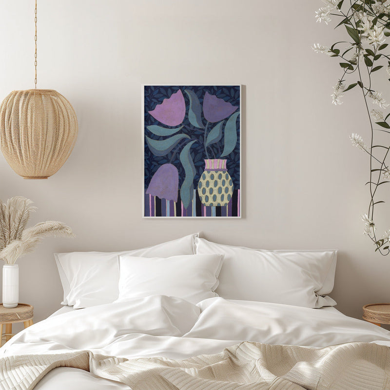 Lavender Tulip Still Life - Stretched Canvas, Poster or Fine Art Print I Heart Wall Art