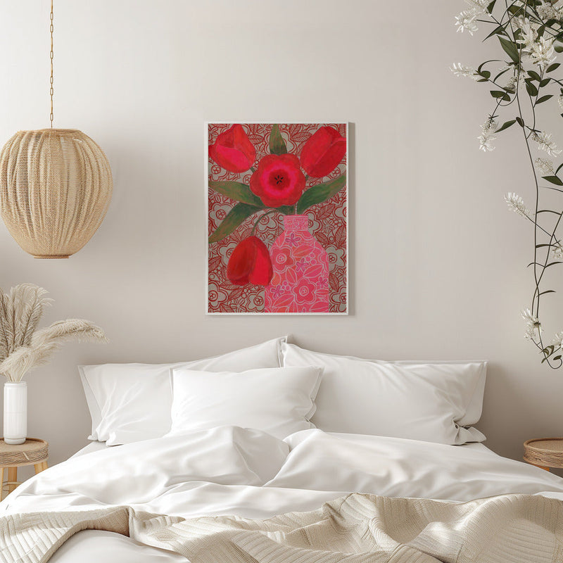Red Tulips - Stretched Canvas, Poster or Fine Art Print I Heart Wall Art