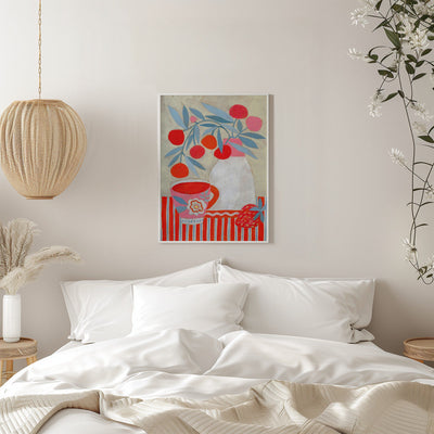 Tea &amp;amp; Strawberries - Stretched Canvas, Poster or Fine Art Print I Heart Wall Art