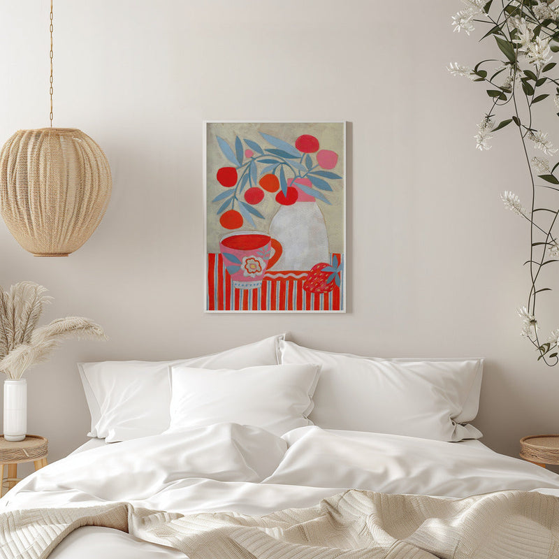Tea &amp;amp; Strawberries - Stretched Canvas, Poster or Fine Art Print I Heart Wall Art