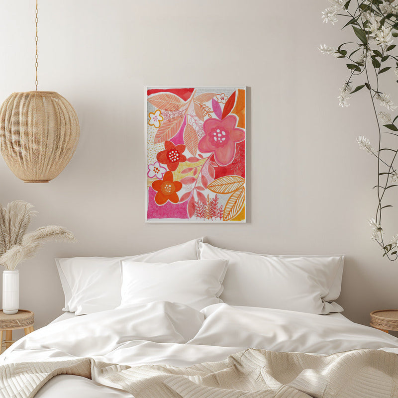 Abstract Flowers And Leaves - Stretched Canvas, Poster or Fine Art Print I Heart Wall Art