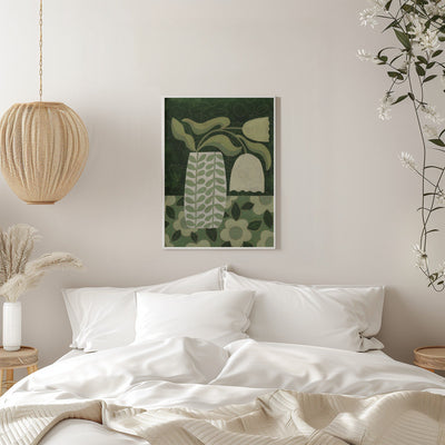 Green Tulip Still Life - Stretched Canvas, Poster or Fine Art Print I Heart Wall Art