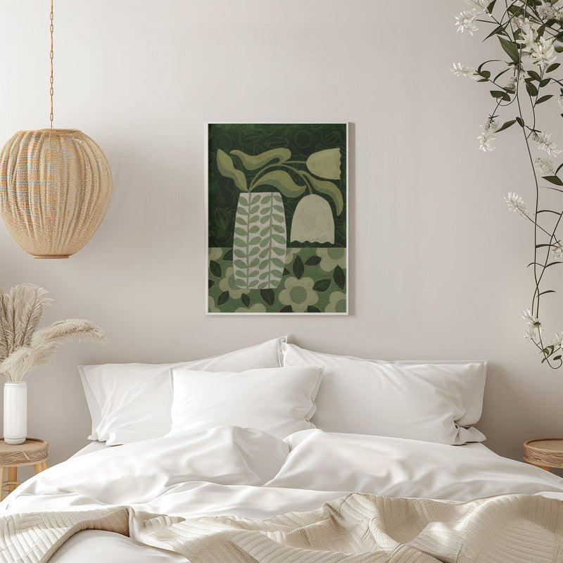 Green Tulip Still Life - Stretched Canvas, Poster or Fine Art Print I Heart Wall Art