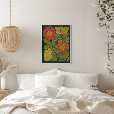 Vibrant Orange And Yellow Flowers - Stretched Canvas, Poster or Fine Art Print I Heart Wall Art
