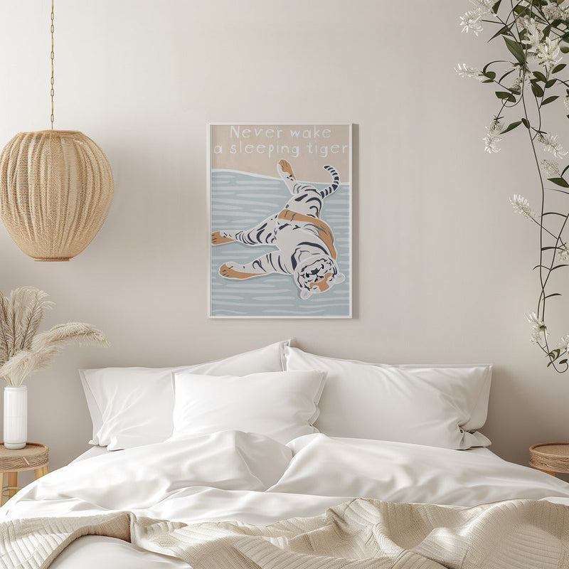 Never wake a sleeping tiger - Stretched Canvas, Poster or Fine Art Print I Heart Wall Art