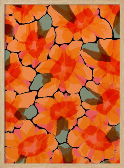 Orange Big Flowers - Stretched Canvas, Poster or Fine Art Print I Heart Wall Art