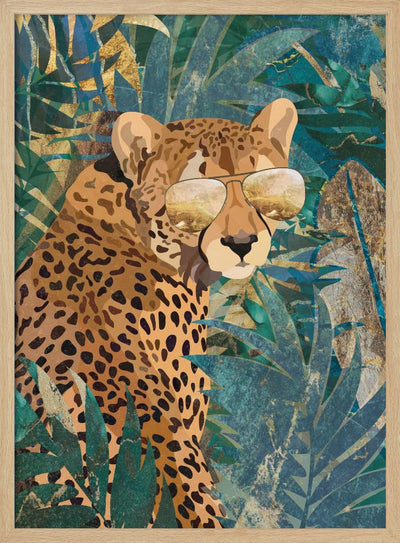Rockstar cheetah in the jungle - Stretched Canvas, Poster or Fine Art Print I Heart Wall Art