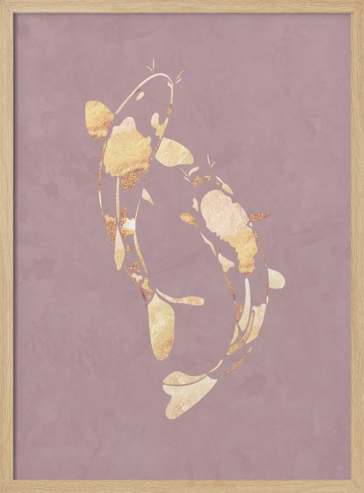 Pink Gold Koi Fish 1 - Stretched Canvas, Poster or Fine Art Print I Heart Wall Art