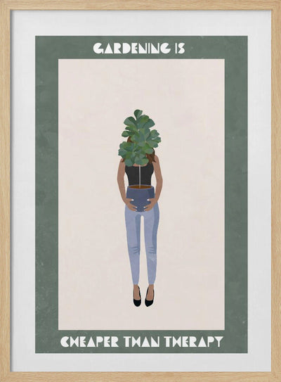 Gardening is cheaper than therapy - Stretched Canvas, Poster or Fine Art Print I Heart Wall Art