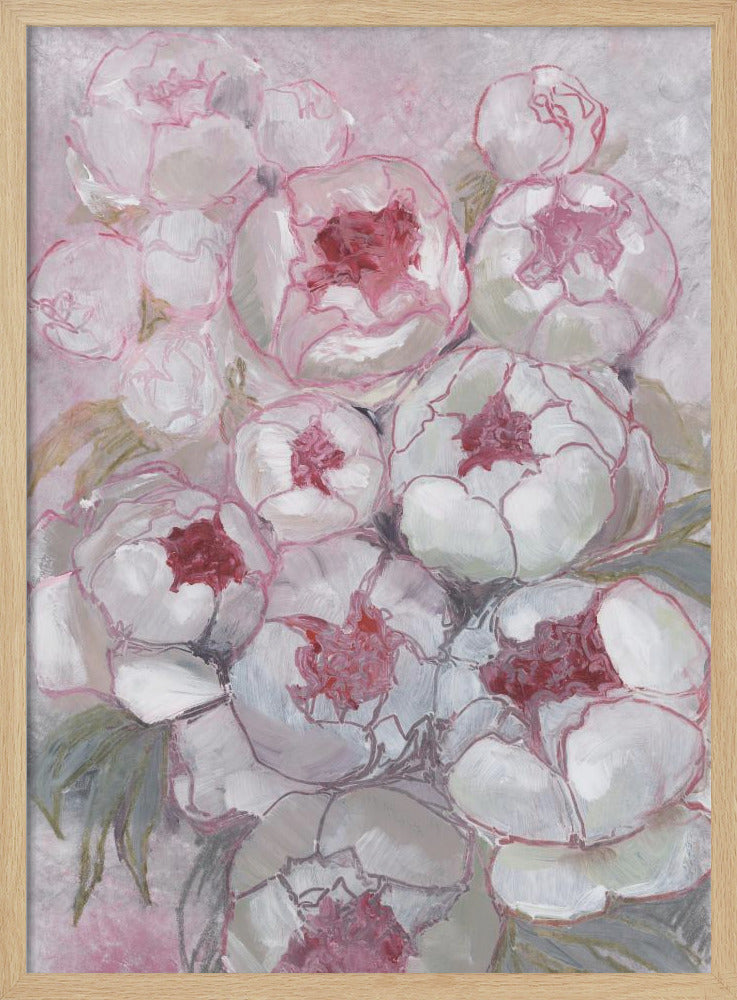 Nuria bouquet of peonies in pink - Stretched Canvas, Poster or Fine Art Print I Heart Wall Art