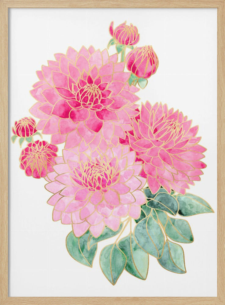 Pacey pink watercolor bouquet - Stretched Canvas, Poster or Fine Art Print I Heart Wall Art
